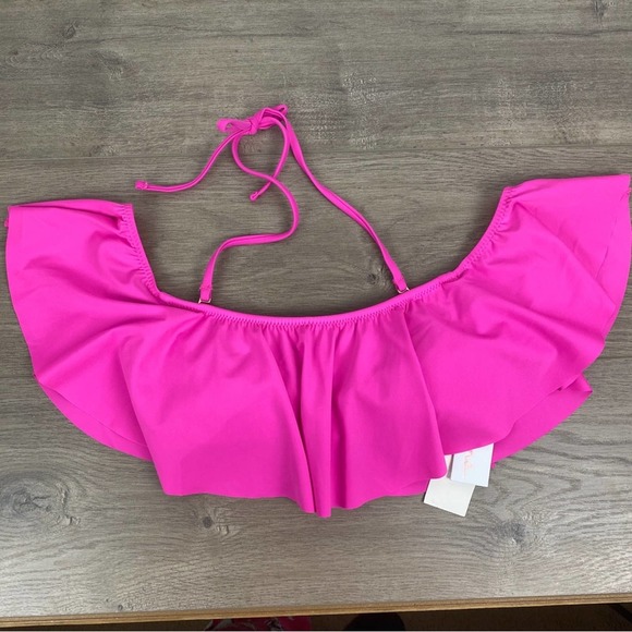 Raisins Hot Pink Ruffle Bikini Top Sz.S NWT - Picture 3 of 11